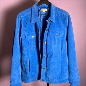 Denim&Co  Royal Blue Suede Leather Jacket